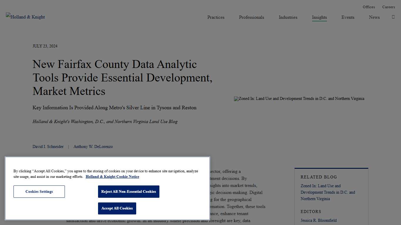 New Fairfax County Data Analytic Tools Provide Essential Development, Market Metrics | Insights | Holland & Knight