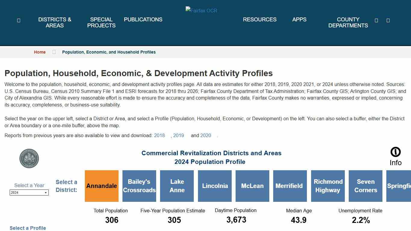 Population, Economic, and Household Profiles | Fairfax County - OCR