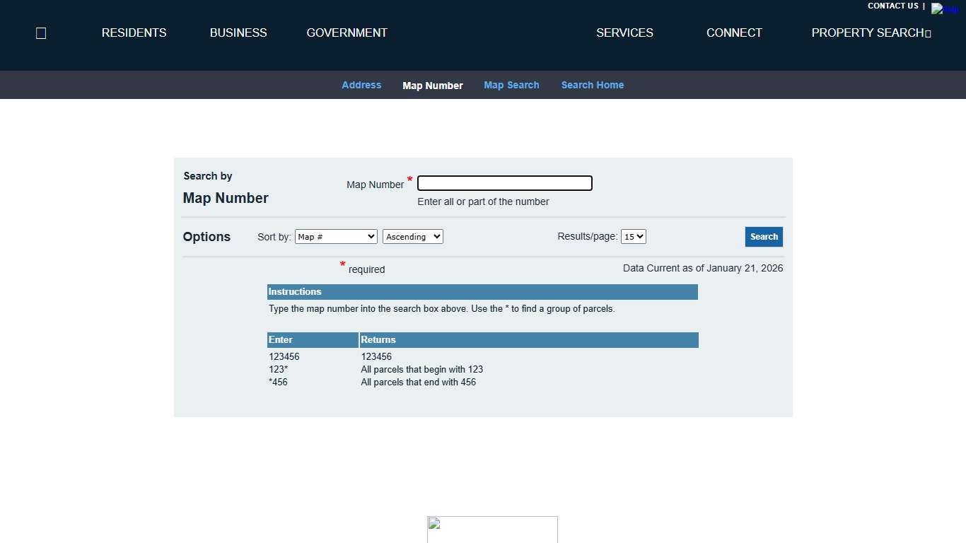 Fairfax County - Map Number Search